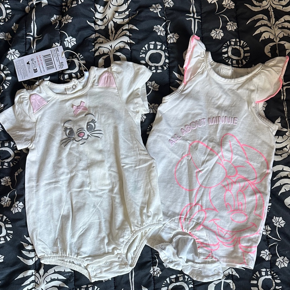 Disney White and Pink Baby Rompers
